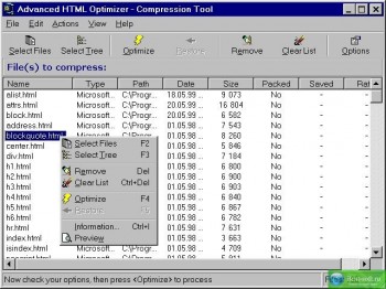 скриншот Advanced HTML Optimizer