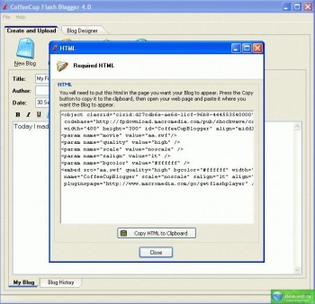 скриншот CoffeeCup Flash Blogger