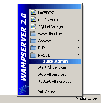 скриншот WampServer