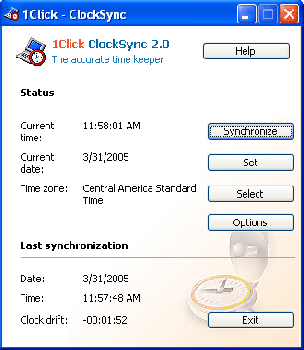 скриншот 1Click Clocksync