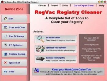 скриншот RegVac Registry Cleaner