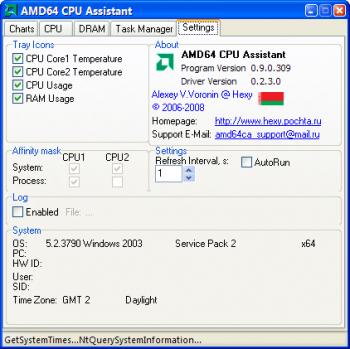 скриншот AMD64 CPU Assistant