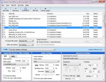 скриншот Pazera Free MOV to AVI Converter