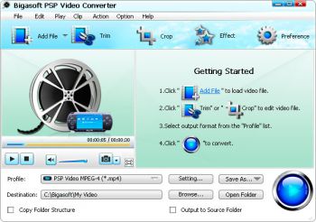 скриншот Bigasoft PSP Video Converter