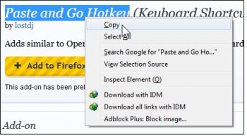скриншот Paste and Go Hotkey