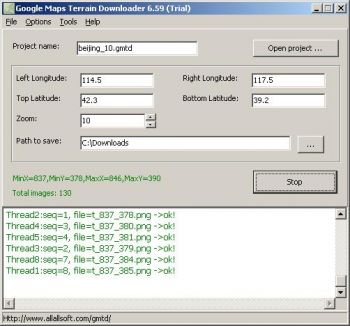скриншот Google Maps Terrain Downloader