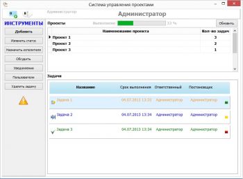 скриншот Система управления проектами