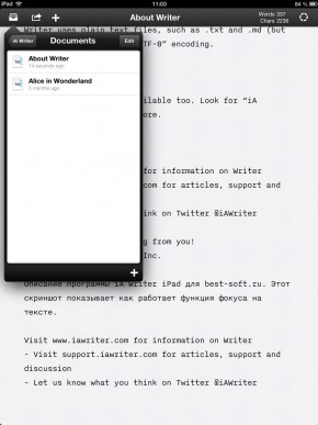 скриншот iA Writer