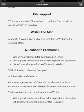 скриншот iA Writer