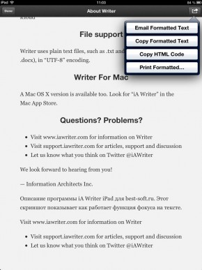 скриншот iA Writer