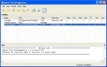 скриншот Rapid File Defragmentor