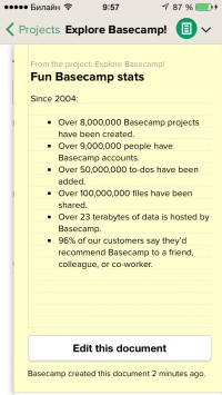 скриншот Basecamp