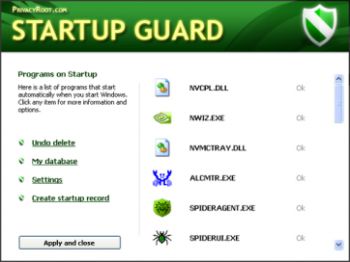 скриншот StartUp Guard