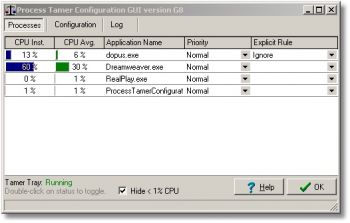 скриншот Process Tamer