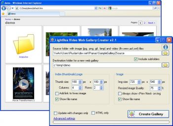 скриншот LightBox Video Web Gallery Creator