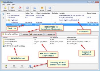 скриншот Exiland Backup Professional