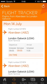 скриншот easyJet mobile