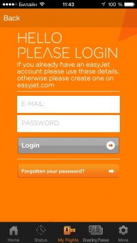скриншот easyJet mobile