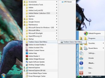 скриншот Taskbar Classic Start Menu