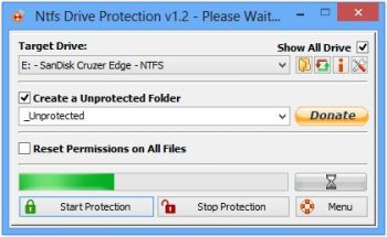 скриншот Ntfs Drive protection