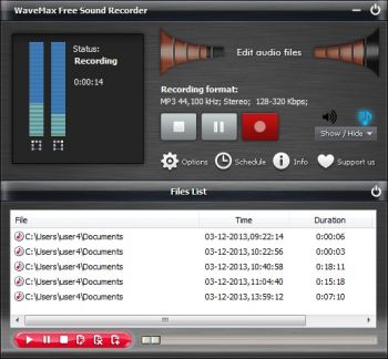 скриншот WaveMax Free Sound Recorder