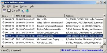 скриншот MACAddressView
