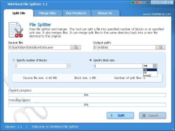 скриншот WinMend File Splitter