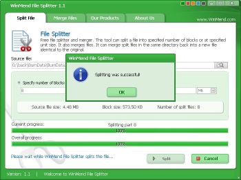 скриншот WinMend File Splitter