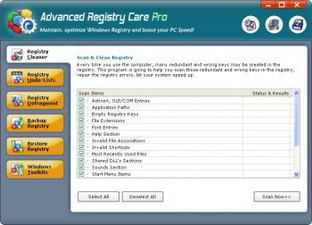 скриншот Advanced Registry Care