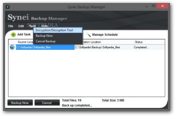 скриншот Synei Backup Manager
