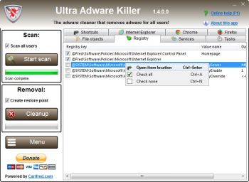 скриншот Ultra Adware Killer