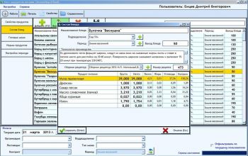скриншот Accounting of food