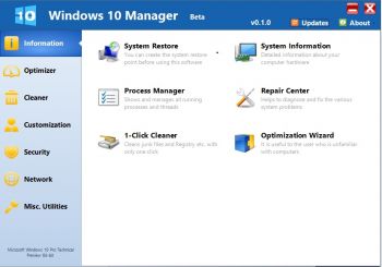 скриншот Windows 10 Manager