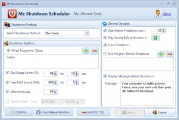 скриншот Mz Shutdown Scheduler
