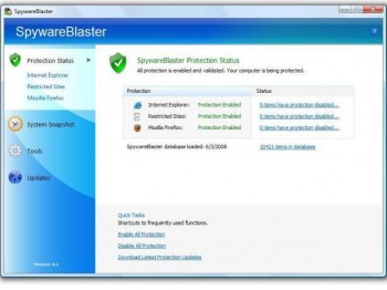 скриншот SpywareBlaster
