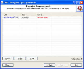 скриншот Opera Password Recovery