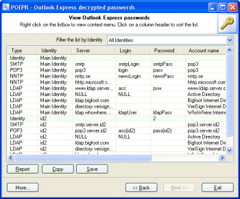 скриншот Passcape Outlook Express Password Recovery