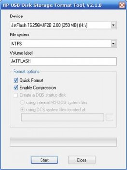 скриншот HP USB Disk Storage Format Tool