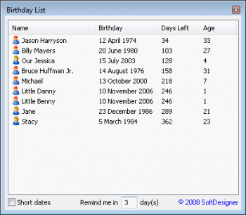 скриншот BirthdayList