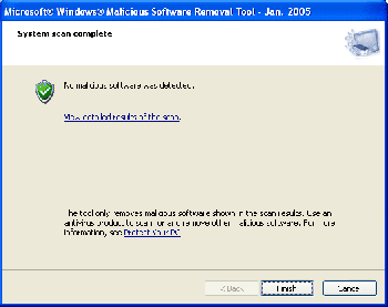 скриншот Microsoft Malicious Software Removal Tool