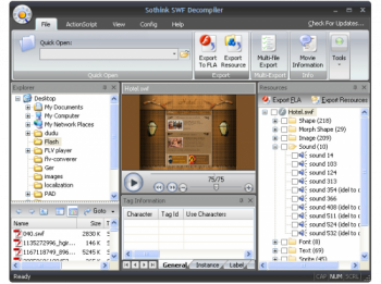 скриншот Sothink SWF Decompiler