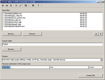 скриншот Free Video to DVD Converter