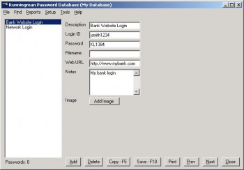 скриншот Runningman Password Database
