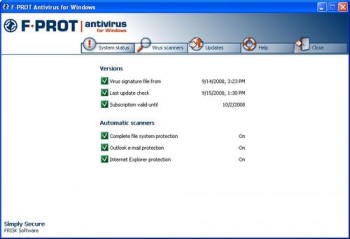 скриншот F-PROT Antivirus for Windows 