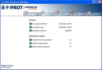 скриншот F-PROT Antivirus for Windows