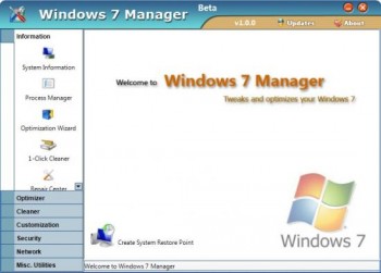скриншот Windows 7 Manager