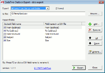 скриншот CodeTwo Outlook Export
