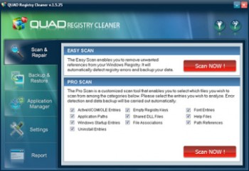 скриншот Quad Registry Cleaner