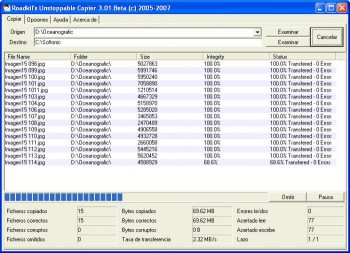 скриншот Roadkil's Unstoppable Copier