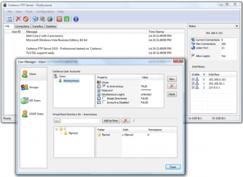 скриншот Cerberus FTP Server
